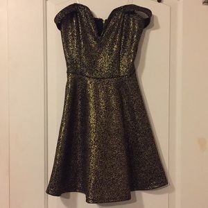 gold and black mini dress